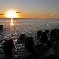 Sea Wall at Sunset
